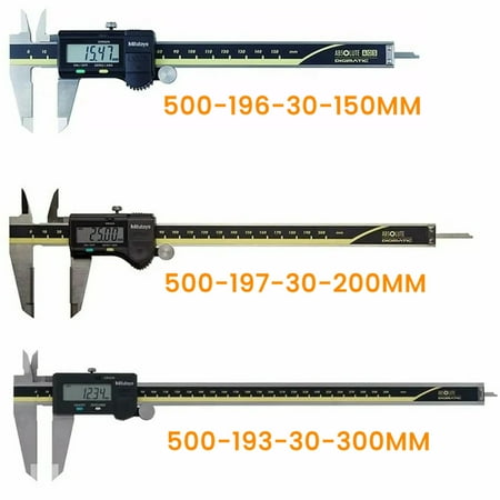 Mitutoyo 6-Inch Precision Digital Caliper with AOS - 500-196-30, 0.0005” Accuracy, IP67 Waterproof Rating, Large LCD Display, includes SR44 Battery