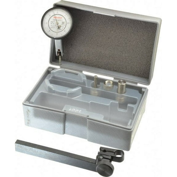 Mitutoyo 9 Piece, 0" to 0.016" Measuring Range, 40mm Dial Diam, 0-4-0 Dial Reading, White Dial Test Indicator Kit