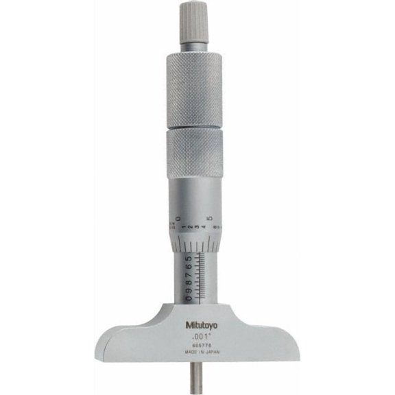 0 to 4" Range, 4 Rod, Satin Chrome Finish Mechanical Depth Micrometer