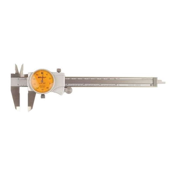 Mitutoyo Dial Caliper,6 In,Orange,0.100/Rev 505-742-55J