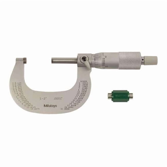 Mitutoyo Ratchet Thimble Outside Micrometer, 1 to 2" Range (In./mm)  101-114