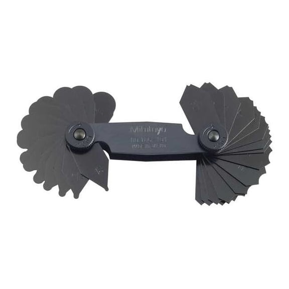Mitutoyo Radius Gage Set,1/32 to 1/4,30 Leaves 186-101