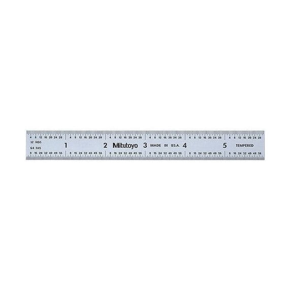 Mitutoyo Steel Rule,6" Size,3R Graduation,3/4" W 182-104