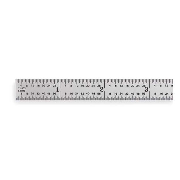 Mitutoyo Steel Rule, Flexible, 12In, 32/64/10/100ths 182-223