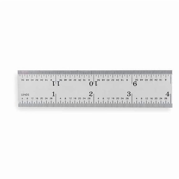 Steel Rule,Rigid,12 In,8/16/32/64ths 182-121