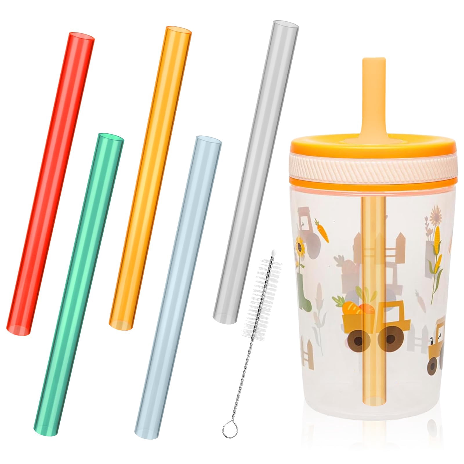 Mity rain Metal Straw Replacement for Zak Toddler Cup 12oz 15oz - Silicone Mouthpiece and Stainless Steel Straw with Cleaning Brush for Zak Kid Sippy Cup(Mix-A)