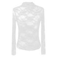 thumbnail image 1 of Mityle Women's Lace Mesh Long Sleeve Tops Neck Sheer See Through Causal T-Shirt Trendy Slim Fit Tees, 1 of 2