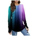 thumbnail image 1 of Mityle Women's Trendy Long Sleeve Tops Loose Fit Gradient Tshirts Causal Going Out Tees, 1 of 4