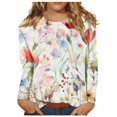 thumbnail image 1 of Mityle Womens Trendy Floral Prints Tops Long Sleeve Tshirts Causal Loose Fit Tees, 1 of 4