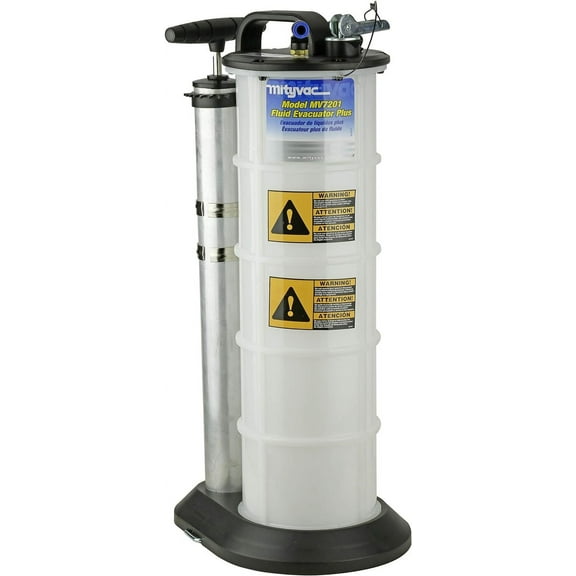 Mityvac 7201 Manual Fluid Evacuator Plus with 2.3 Gallon Reservoir; Evacuates or Dispenses Fluids with Push Button; Evacuate Through The Dipstick Tube