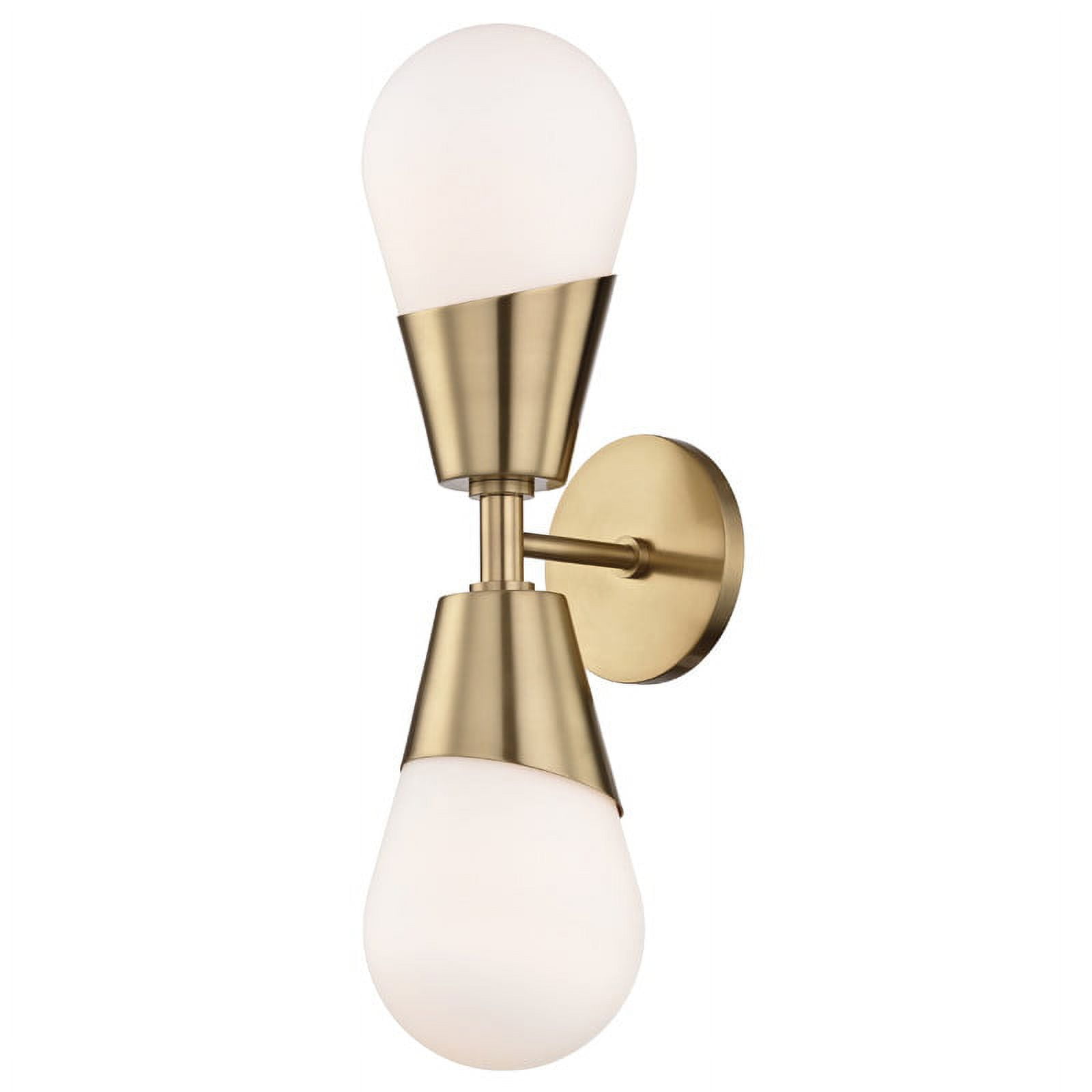 Cora Contemporary 2-Light Aged Brass Wall Sconce with Frosted Glass Shade