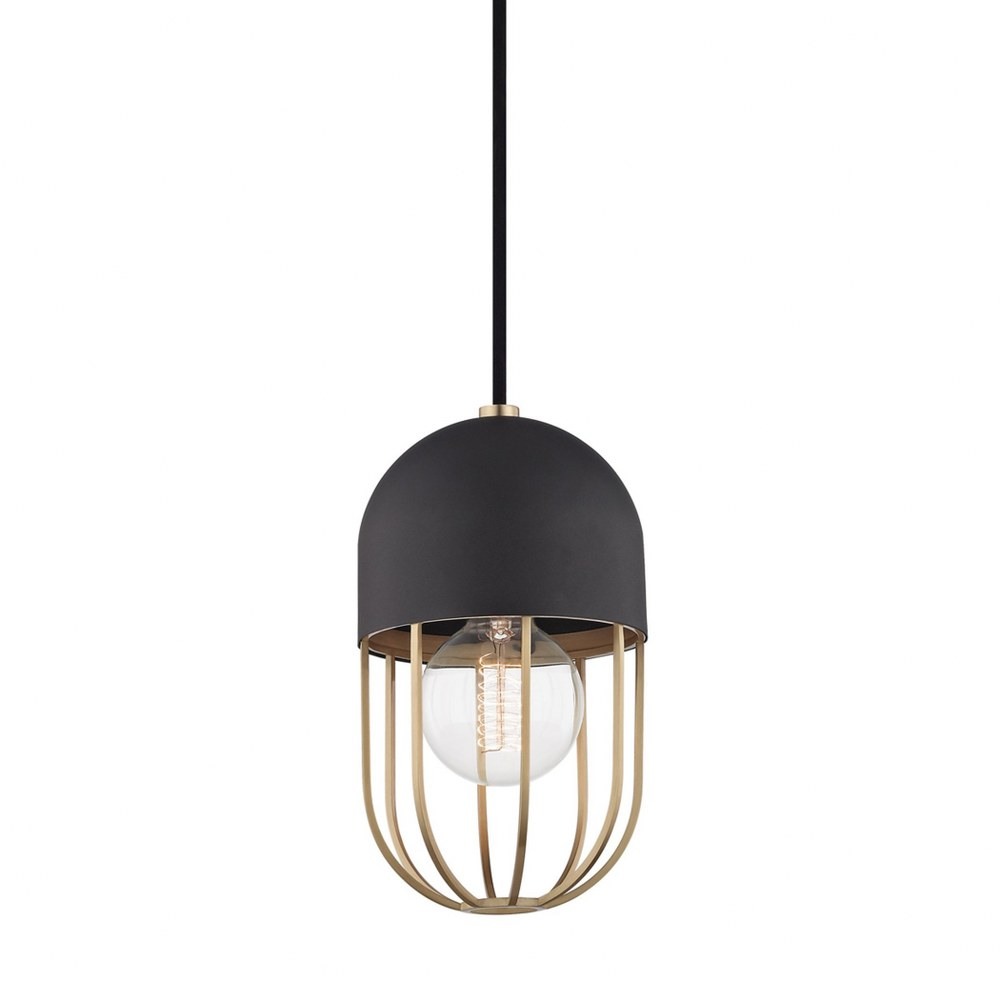 Haley Aged Brass and Black 1-Light Geometric Pendant