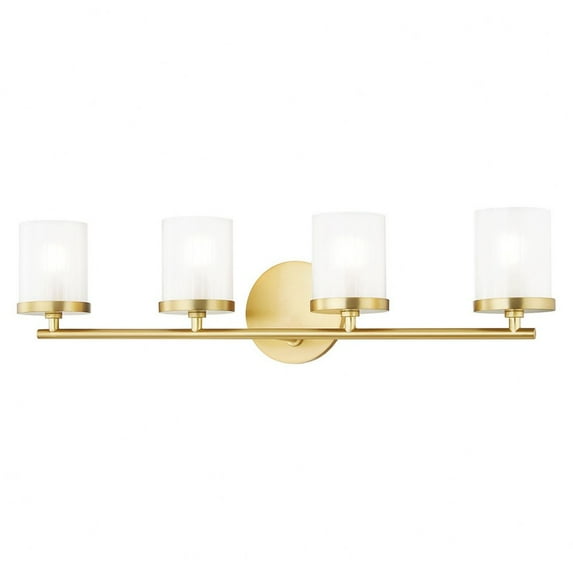 MITZI HUDSON VALLEY LIGHTING Ryan 4-Light Aged Brass Bath Light with Clear Frosted Glass Shade