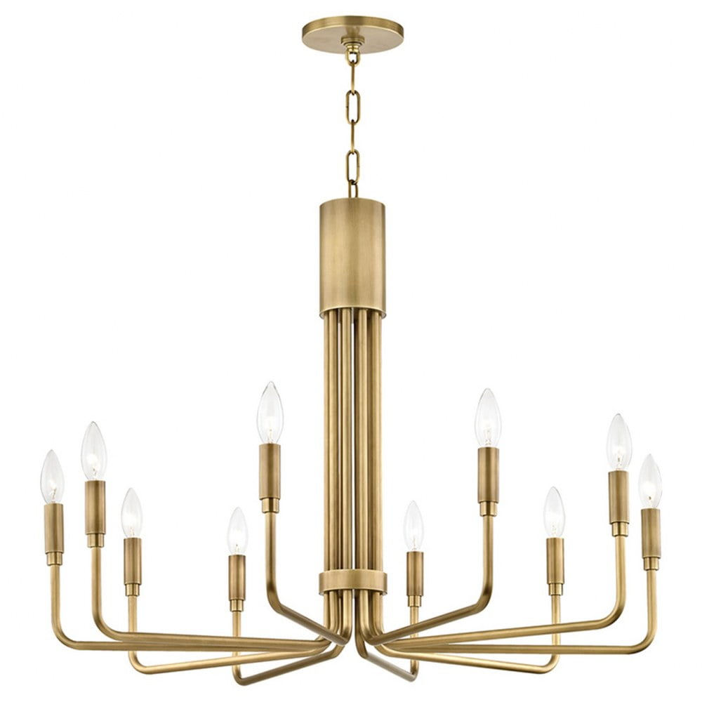 Brigitte Empire-Candle Aged Brass 10-Light Chandelier