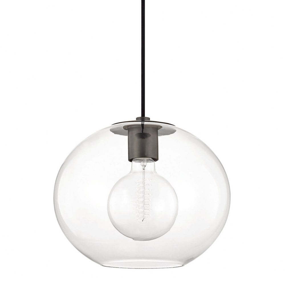 Old Bronze Globe Pendant with Clear Glass Shade - Indoor/Outdoor