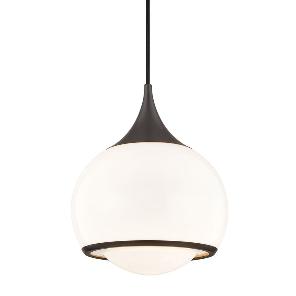 Reese Opal Globe Adjustable Pendant in Aged Brass