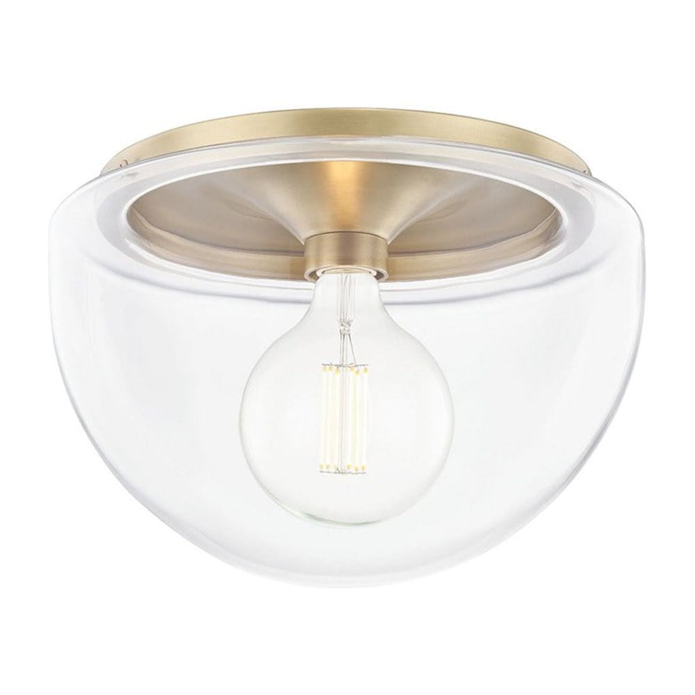 Grace Aged Brass 14" Wide Bowl Flush Mount Ceiling Fixture
