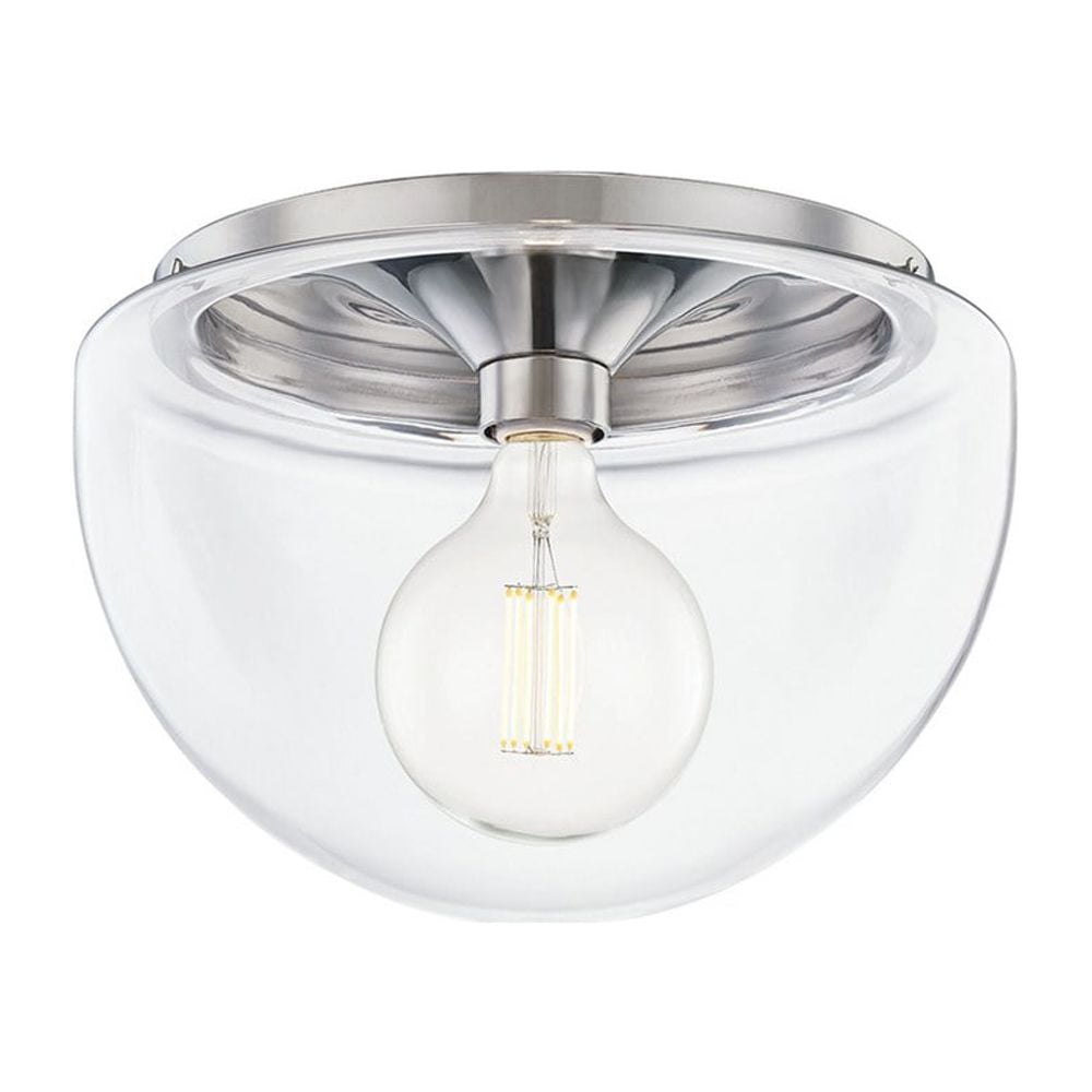 Alexi 13.75" Polished Nickel & Clear Glass LED Bowl Flush Mount