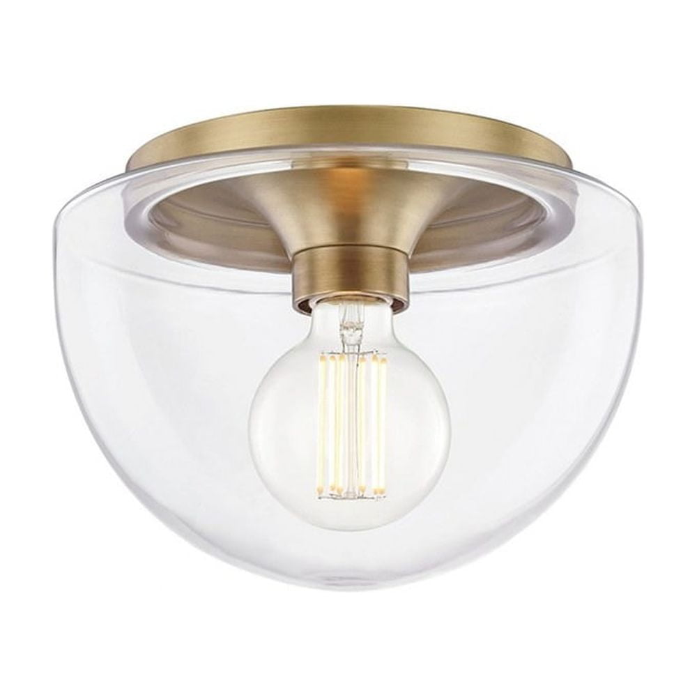 Grace Aged Brass 1-Light LED Flush Mount with Clear Glass Shade