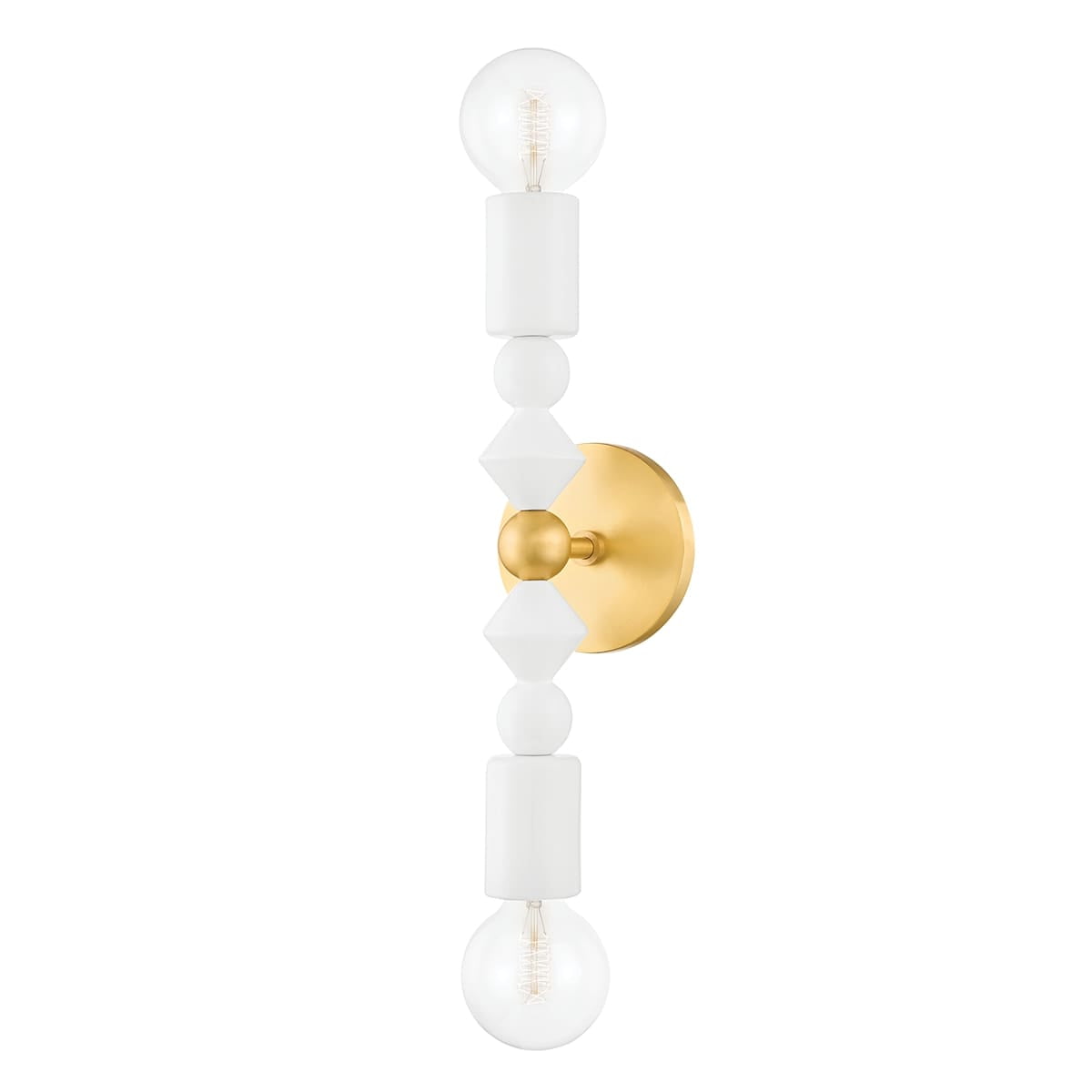 Flora Aged Brass 2-Light Wall Sconce with Ceramic Baubles