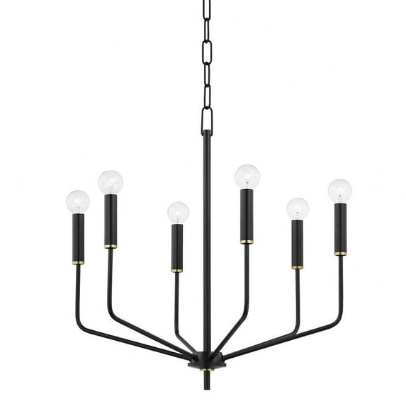 Mitzi H516806 Bailey 6 Light 24" Wide Chandelier - Aged Brass / Soft Black