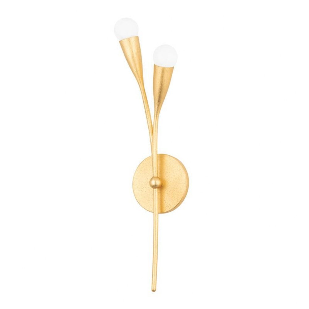 Elsa Gold Leaf Dual-Light Dimmable Wall Sconce