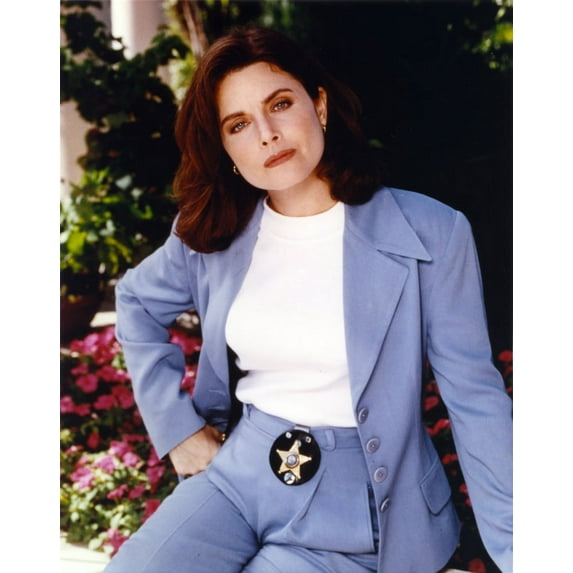 Mitzi Kapture Posed in Black Coat with Badge Photo Print (24 x 30)