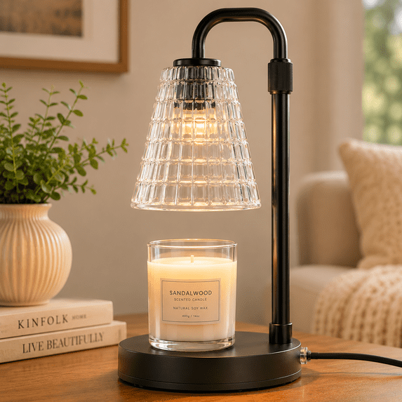 Mitzzllc Candle Warmer Lamp with Timer,Dimmer and Adjustable Height for Large Jar Candles,Includes 2 GU10 Bulbs