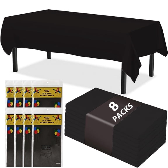 Mitzzllc Plastic Table Cloth Disposable 8 Pack,54 x 108 Inch Leakproof & Sturdy Decorative Tablecloths,Waterproof Rectangle White Plastic Table Cover