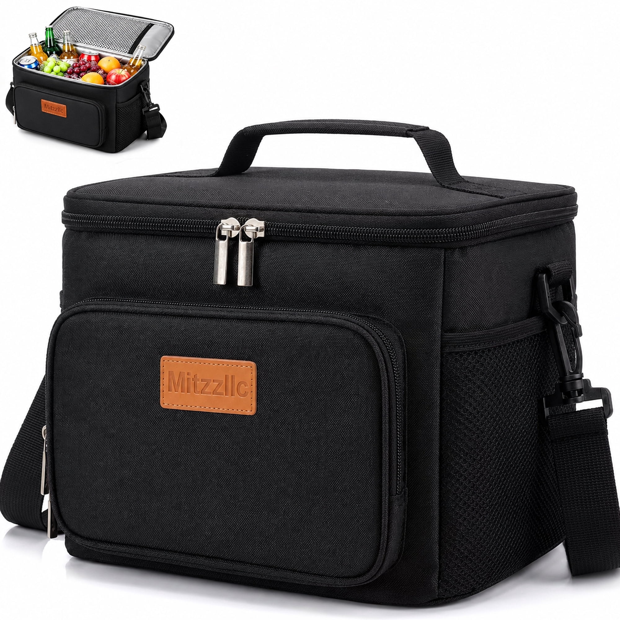 Mitzzllc Insulated Lunch Boxes for Men,Leakproof Lunch Cooler Bag,Large Capacity Reusable Adult Lunch Box for Work,Office and Travel,Thermal Lunch Tote with Adj
