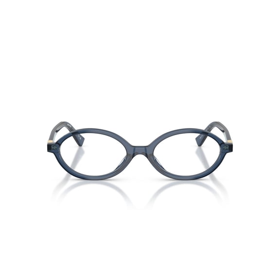 Miu Miu Women's 0Mu 01Xv Translucent Acetate Oval Frame Eyeglasses Blue