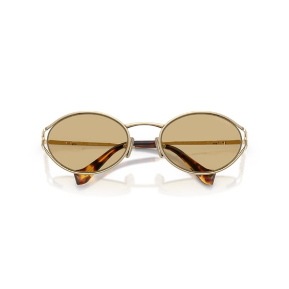 Miu Miu Women's 0Mu 52Ys Oval Brown-Tinted Sunglasses Gold