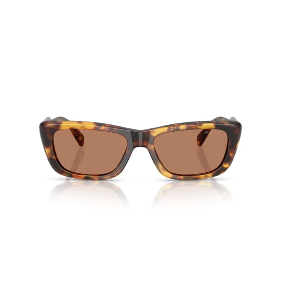 Miu Miu Women's 0Mu B12s Rectangular Tortoiseshell Acetate Sunglasses Brown