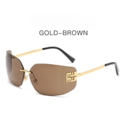 MiuJia Sweet Cool Hot Girl Metal Rimless Sunglasses for Women, Zhang Yuanying's Unique Sunglasses, Stylish and Versatile