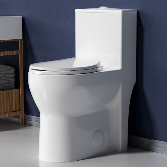 Miuara 19 Inch Compact Modern Tall Toilet for Seniors,Tornado Flush One Piece ADA High Skirt Toilet for Small Bathroom Space, Dual Flush 1.0/1.28 GPF, Comfort Bowl Heigh 18 Inch,12" Rough-in, White
