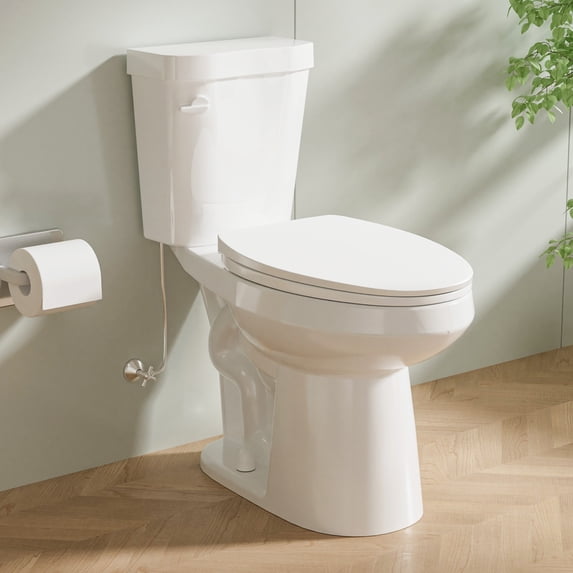Miuara Elongated Tall Toilet 19 Inch for Seniors,ADA High Toilet for Bathroom,Two-Piece Single Flush 1.28 GPF,White