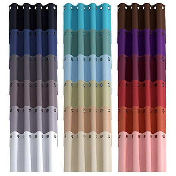 Miuco 1 Pair Thermal Insulated Grommet 52-Inch-By-84-Inch Blackout Window Curtain Panels With 2 Tie Backs, Burgundy