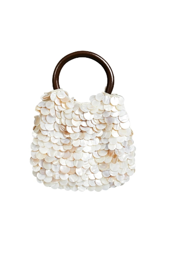 Shell Clutch Handbag Natural Seashell Purse with Wooden Handle Walmart