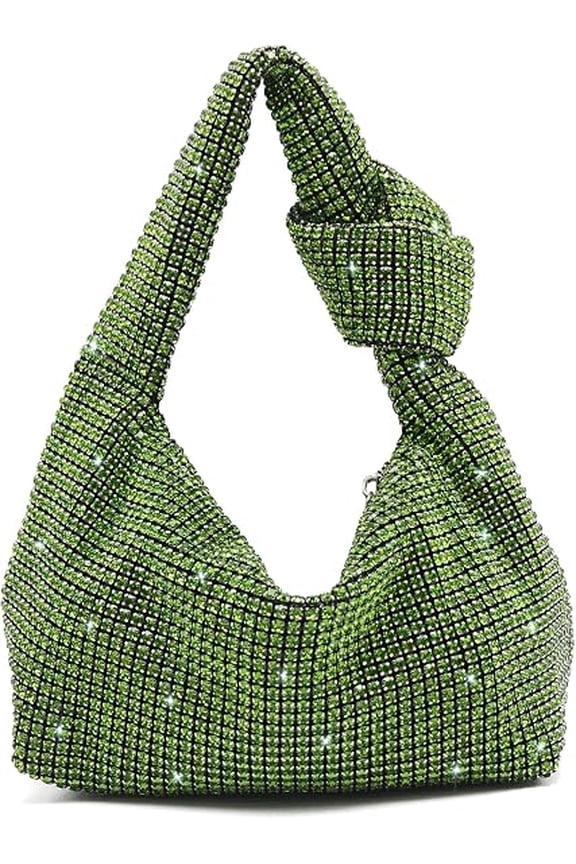 Women Knotted Handbag Sparkly Rhinestone Hobo Dumpling Bag Diamond Glitter Evening Clutch Purse GREEN Walmart