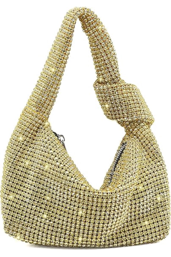 Women Knotted Handbag Sparkly Rhinestone Hobo Dumpling Bag Diamond Glitter Evening Clutch Purse Gold Walmart