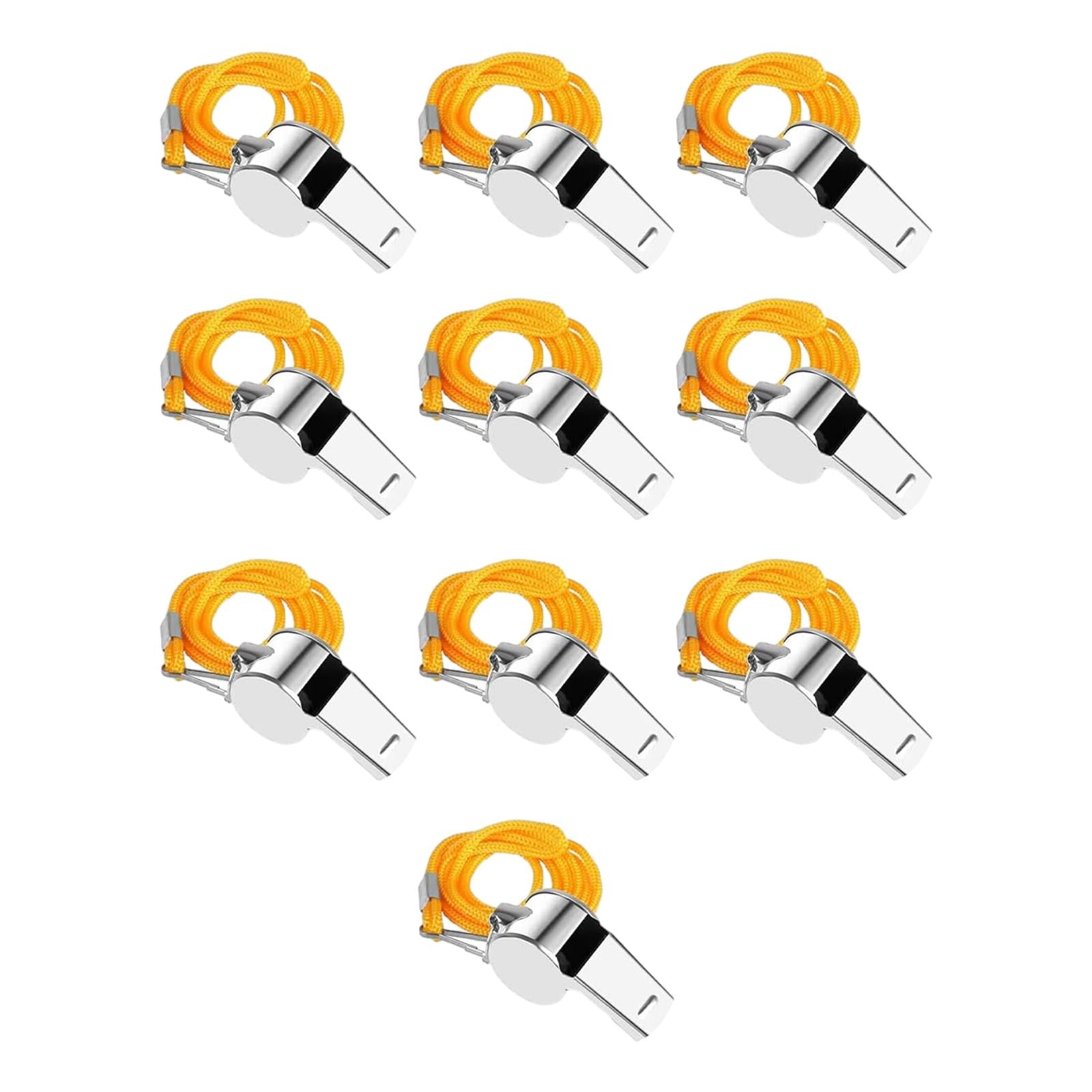Miulika 10Pack Stainless Steel Sports Whistles with Lanyard, Loud Crisp Sound Whistles Bulk Great for Coaches, Referee, and Officials