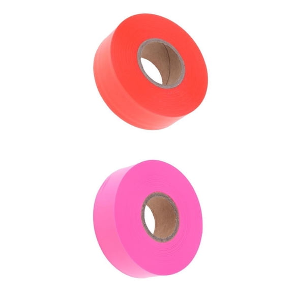 Miulika 2pcs Flagging Tape for Boundaries and Areas - Non-Adhesive Tape, Flag Marking Ribbon High Visibility Flagging Tape