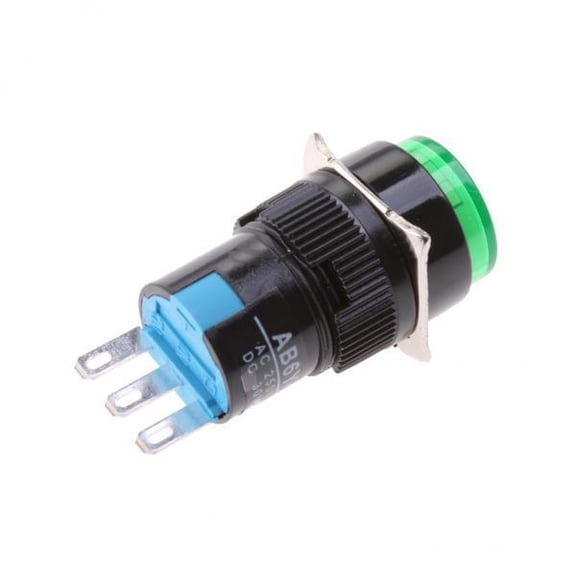 Miulika 2x 3 Pin 16mm Panel Mount DC 12V Control Latching AC 250V 3A Waterproof Pushbutton Round Switch 1NO 1NC Green