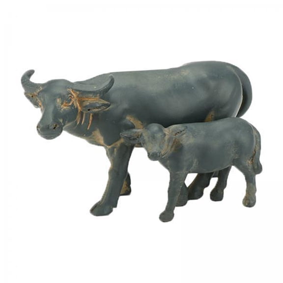 Miulika 2xCow Ornaments Buffalo Calf Rockery Ornament Tank Resin Realistic Buffalo Statue Buffalo Figurine for Fairy Garden Office Indoor Outdoor , 2Pcs, 3 Pcs