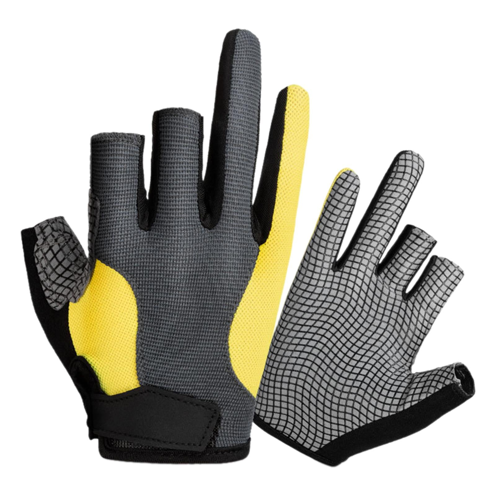 Miulika 3 Cut Fingers Gloves Adult Finger Protector for Kayaking Motorcycling Hiking Gray Yellow