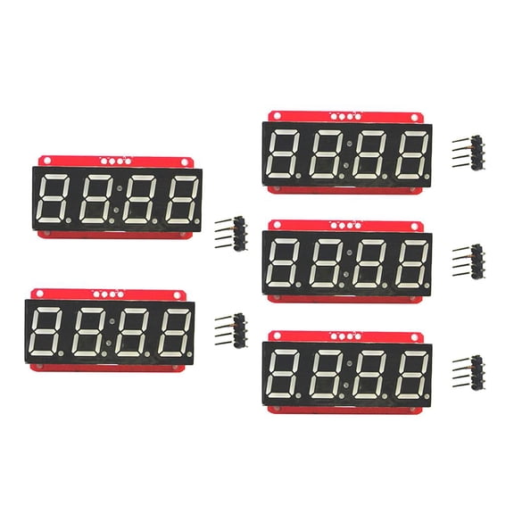 Miulika 4 Digit 7-Segment 0.56 Inch LED Display Module Clock HT16K33 I2C For ,Pack Of 5