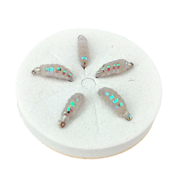 Miulika 5 Pieces Fly Fishing Lures Fishing Baits Trout Lures White Nymph with Storage Box with Hook for Bluegill Crappie Perch Salmon Size 12