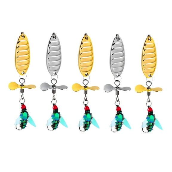 Miulika 5Pcs Fly s with Hooks s Portable Rotating Sequins Bass Lures, for Pan Trout