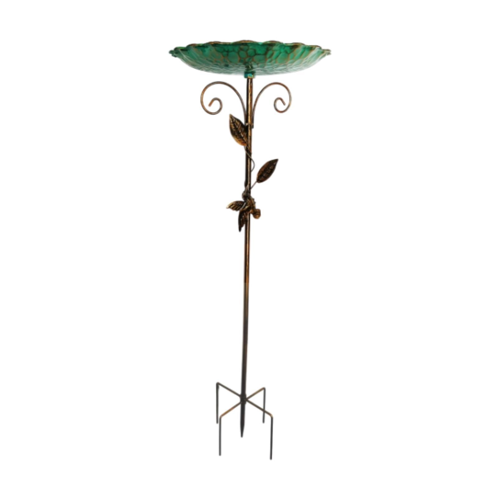 Miulika Bird Bath for Outdoor Weather Resistant Iron Birdfeeder for Lawn Garden Yard