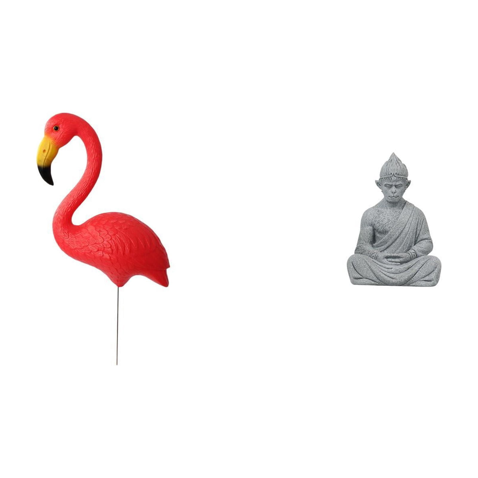 Miulika Bird Flamingo Monkey Buddha Statue Figurine Yard Art Ornament Garden Stake Sculpture for Holiday Spring Hotel Patio Backyard Collectible Miniature